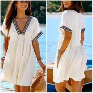 Cupshe White Mini Dress with Blue and Orange Accents